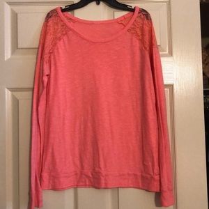 PINK Coral Lace Long Sleeve Tee